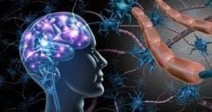 Brain image with synapses firing