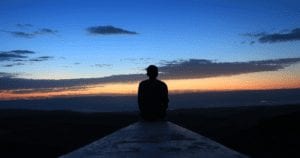 Person watching a sunset