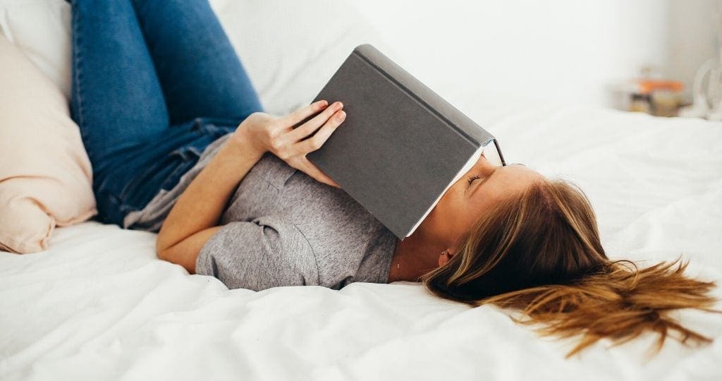 Woman relaxing and reading, Relaxing Before Conversations