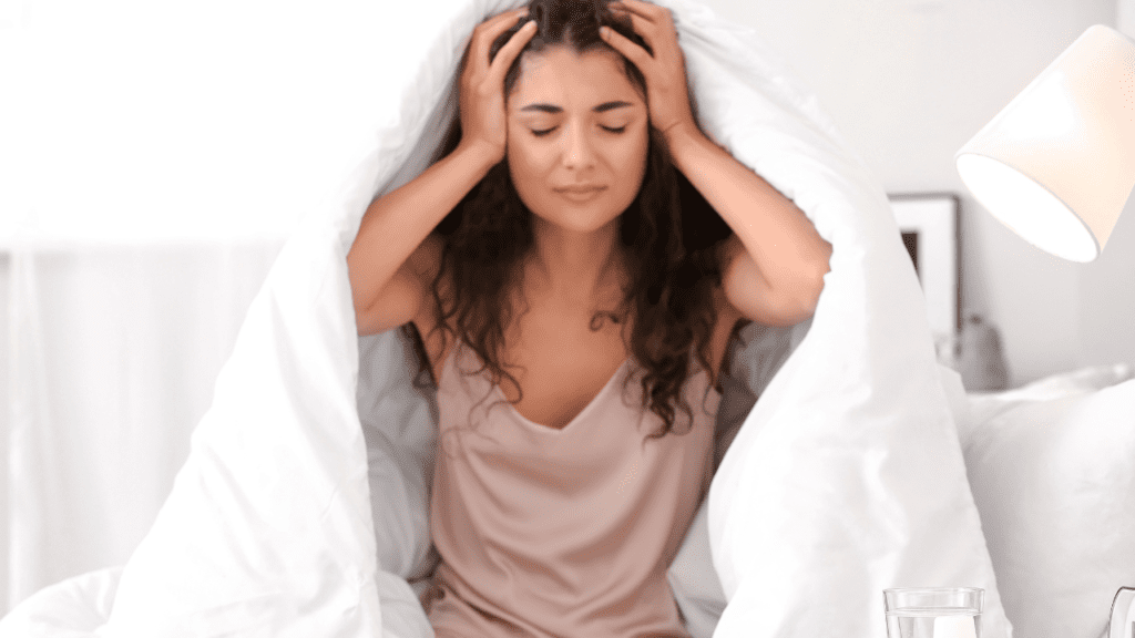 Woman in bed suffering from histrionic personality disorder seeking professional help