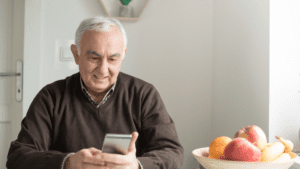 Elderly man reading to stimulate neurogenesis