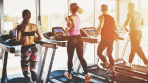 People exercising on treadmills promoting neurogenesis