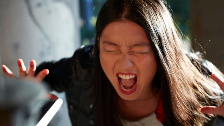 Young female showing signs of emotional dysregulation.