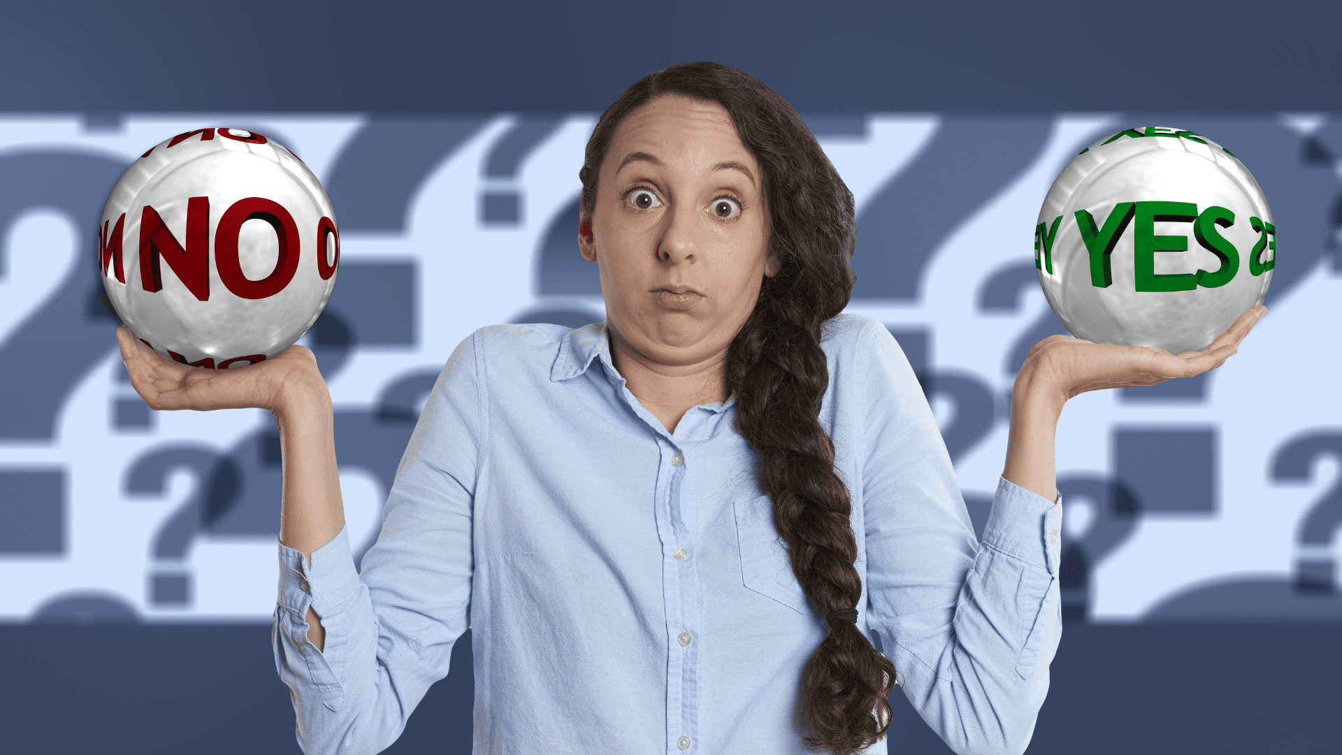 a woman holding two balls