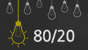 a black board with light bulb with the numbers 80/20