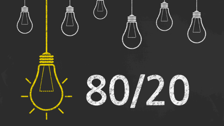 a black board with light bulb with the numbers 80/20