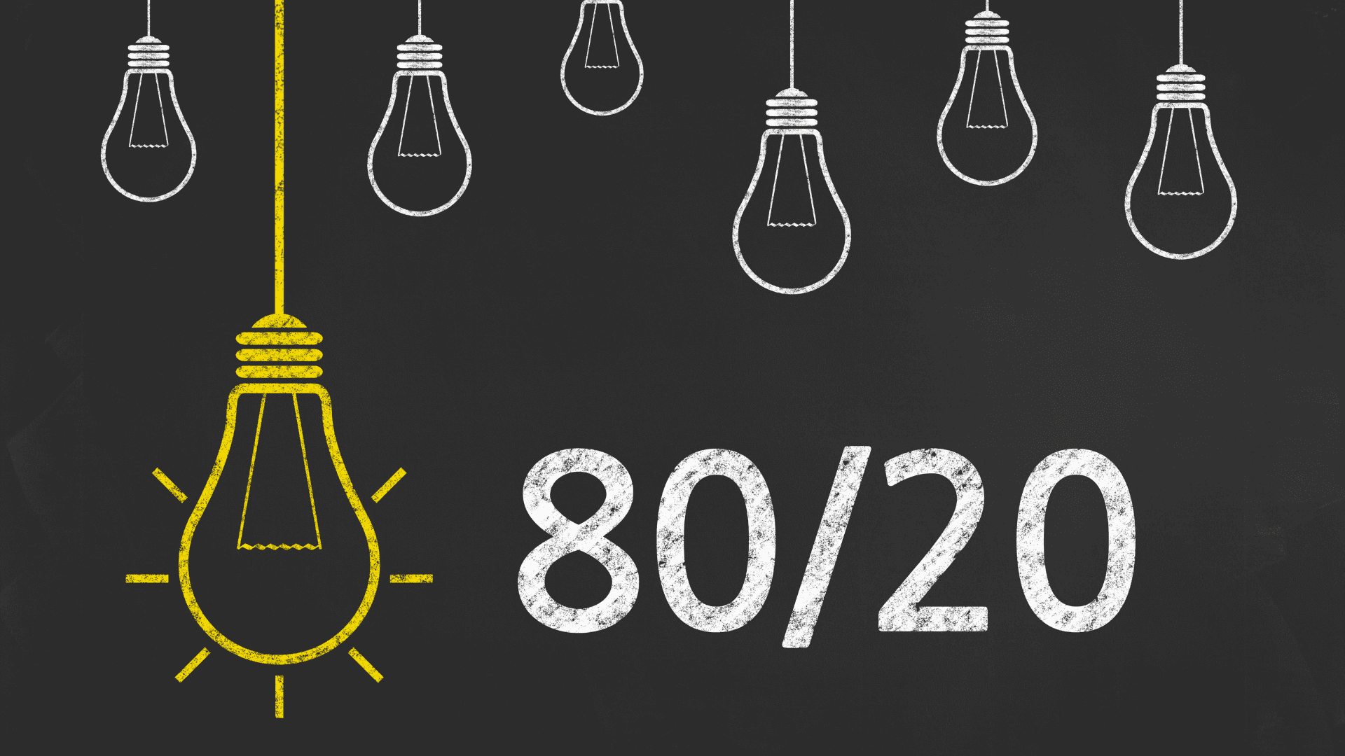 a black board with light bulb with the numbers 80/20