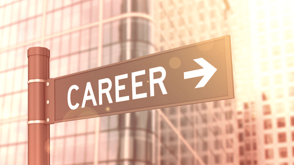 a sign with a arrow spelling out the word career as a person begins a path of self-discovery to find their life's purpose