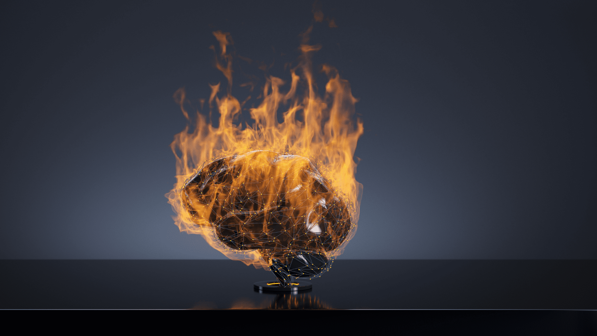 a human brain on fire suffering from anxiety and worry in the modern world