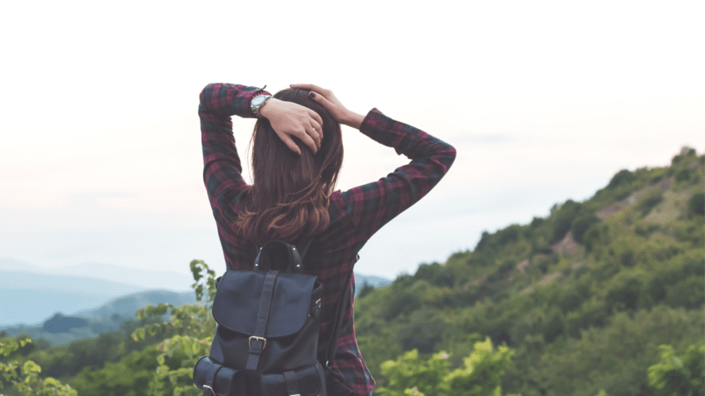 a woman with her back to the camera