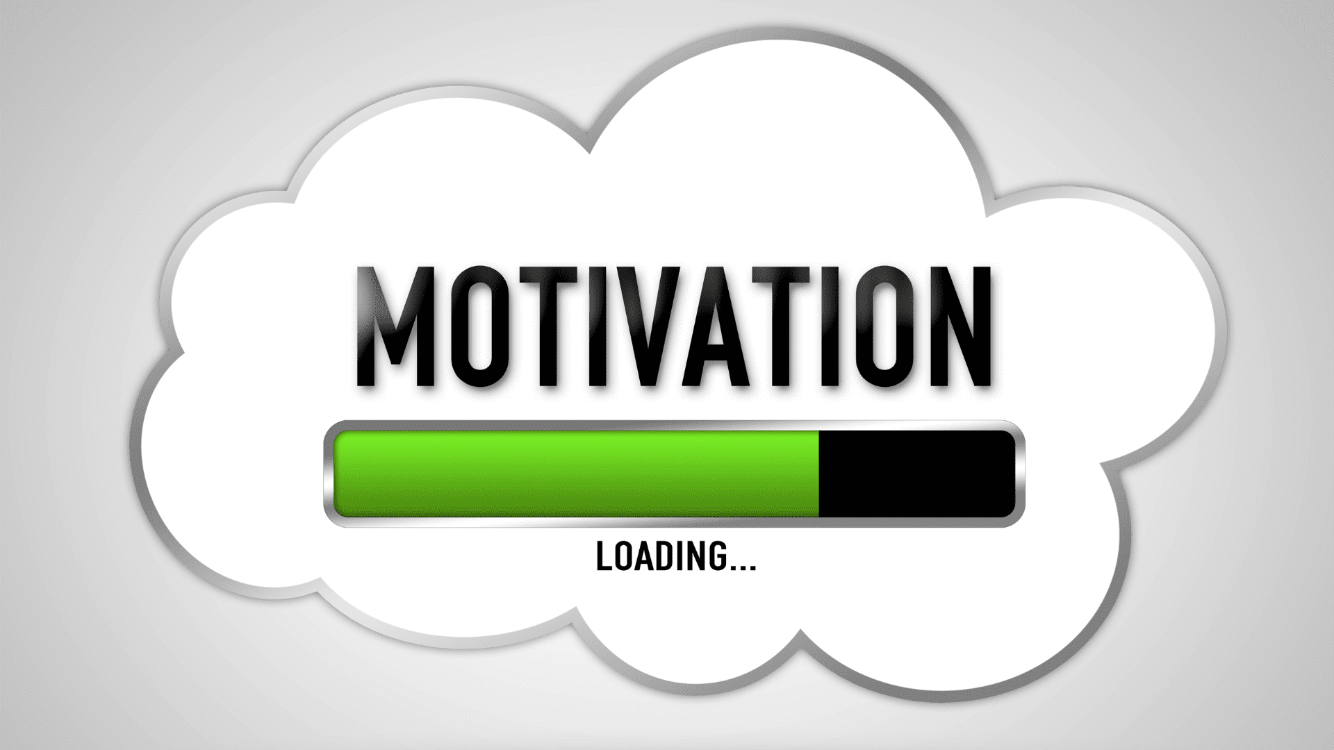 a white cloud with a green progress bar saying motivation