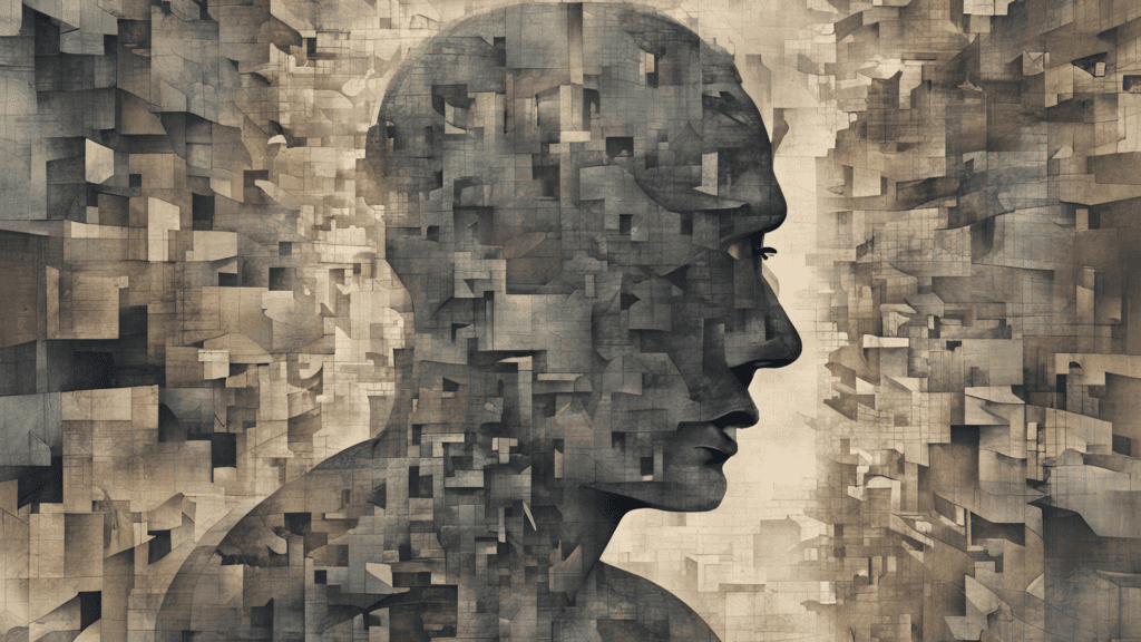 Abstract representation of depersonalization symptoms in the human mind.

