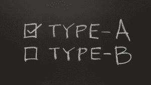 Neuroscience Updates 1 Chalkboard with checkboxes for Type A and Type B, emphasizing the distinction in personality traits.