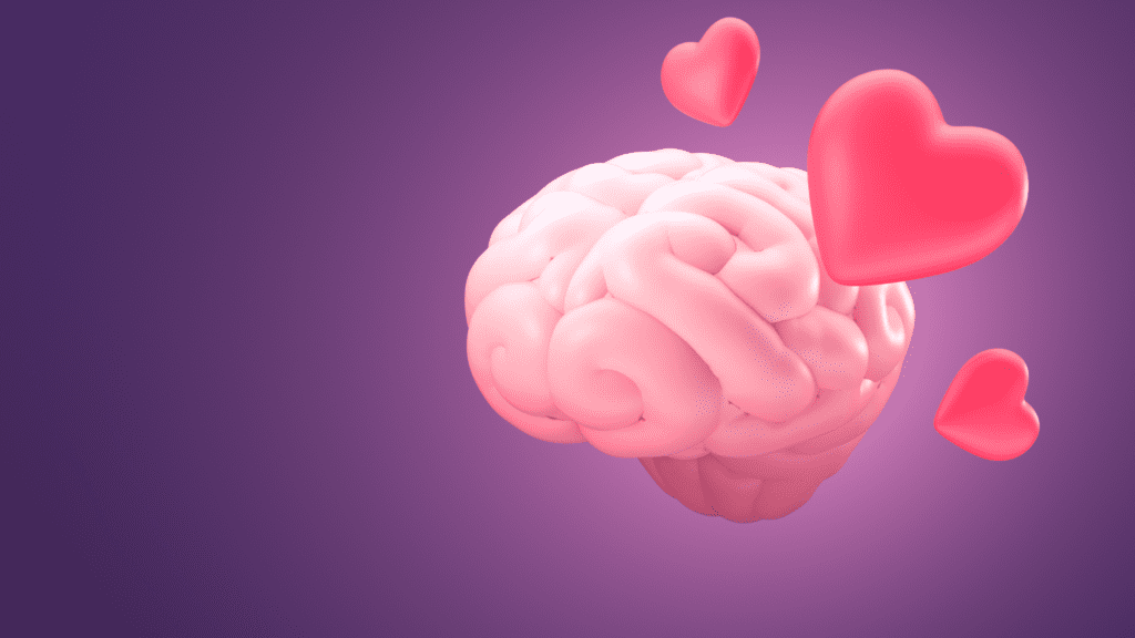 An image of a pink brain and a red heart symbolizing a persons capacity to be emotionally available.