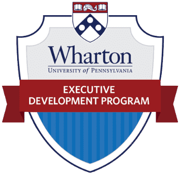 Wharton Executive Development Program badge: credential awarded to Dr. Sydney Ceruto for advanced executive leadership training