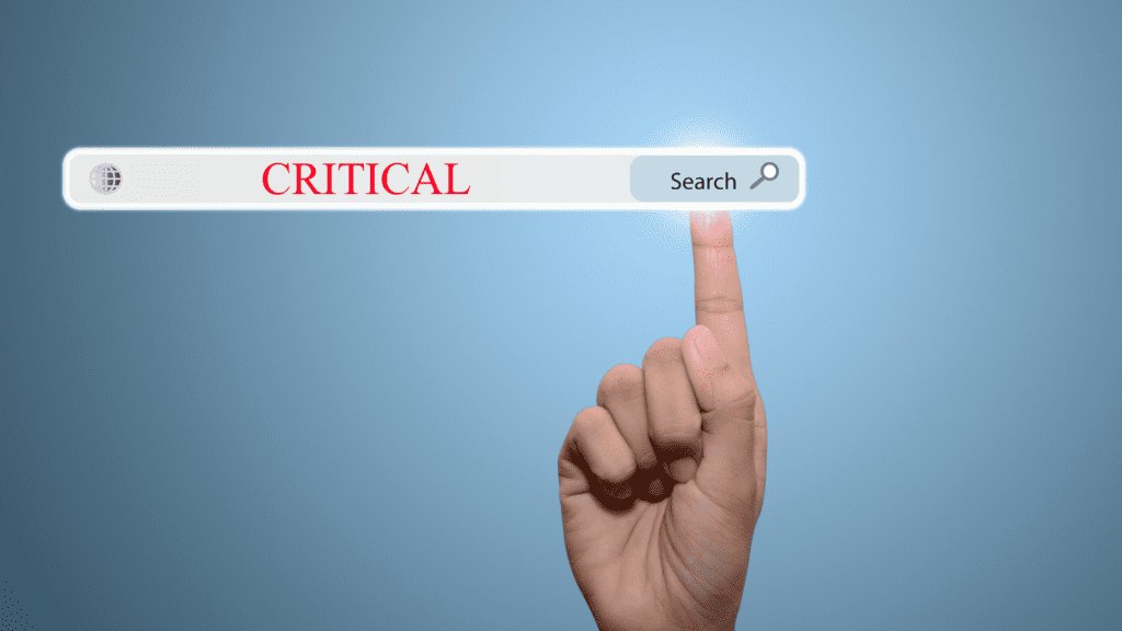 Search bar displaying the word CRITICAL with finger pointing


