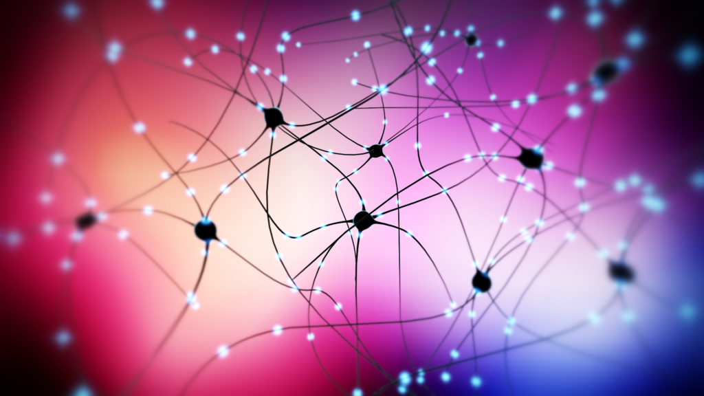 Abstract neural connections representing the neuroscience of relationships and emotional bonding.
