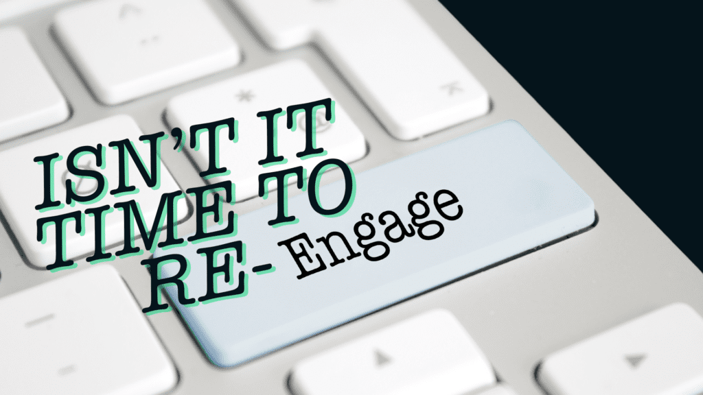 Keyboard with a key labeled Re-Engage, representing the importance of reconnecting with life and breaking free from disconnection.
