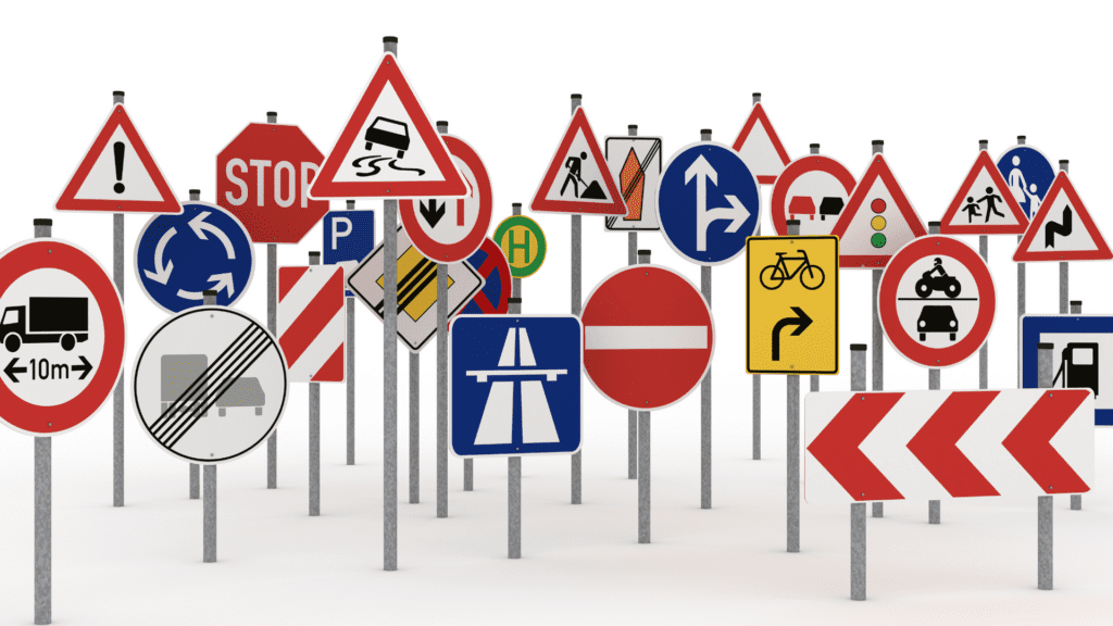 A cluster of road signs symbolizing confusion and challenges faced by employees feeling underappreciated at work.
.