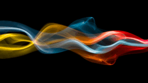 Colorful flowing lines on black background, illustrating the neuroscience of a flow state
