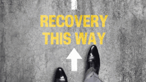 How Do I Stop a Panic Attack? 7 Neuroscience Secrets 2 Feet standing before the words “Recovery This Way,” symbolizing guidance on how do I stop a panic attack.