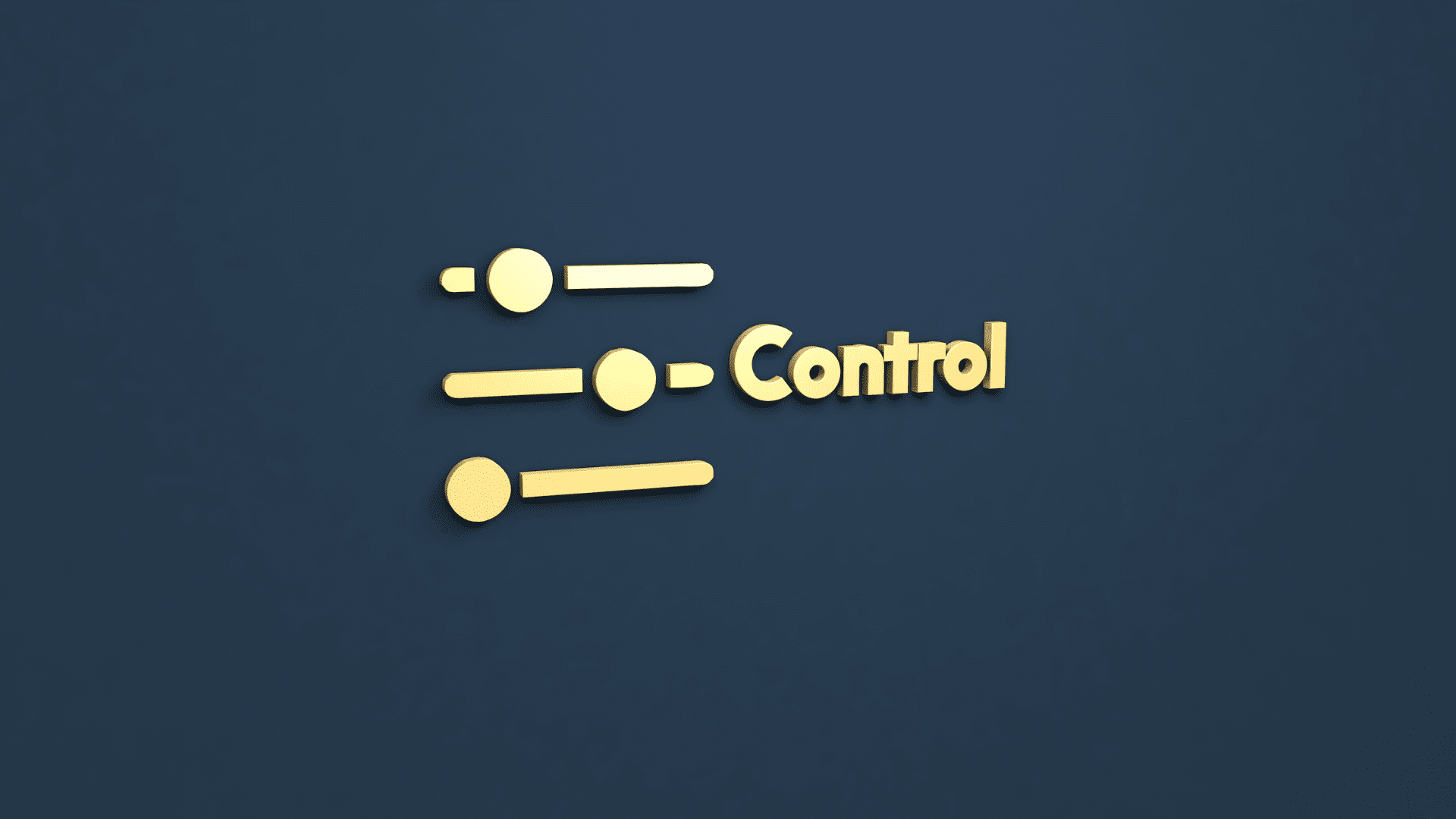 Golden control sliders with the word Control on a dark blue background, symbolizing the neuroscience of compulsivity.