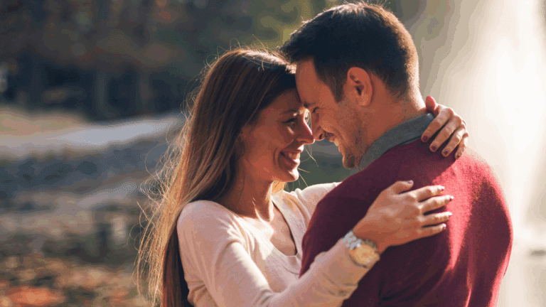 Romantic couple embracing closely, symbolizing connection and intimacy in the neuroscience of sex.