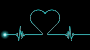 Heartbeat line forming a heart shape, symbolizing emotional healing and recovering from a breakup.