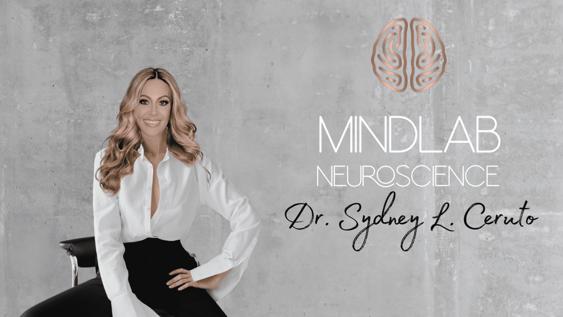 Dr. Sydney Ceruto, neuroscience-based coaching expert with MindLAB Neuroscience credentials and brain illustration.
