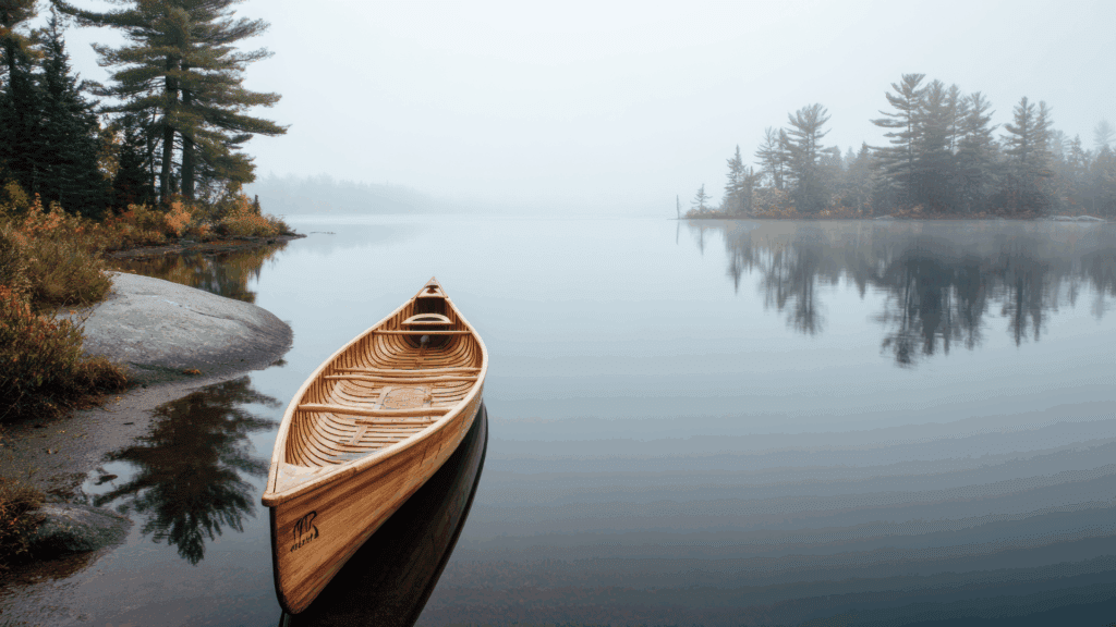 Feeling Blah? Discover the Neuroscience of Joy 3 Calm wooden canoe on foggy lake representing peace after feeling blah