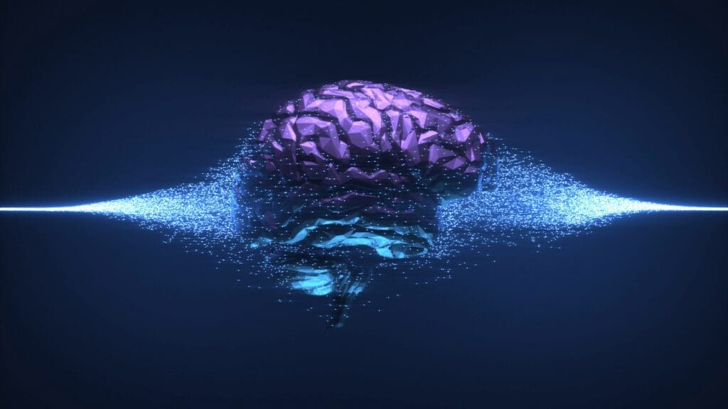 Digital brain illustration representing neuroscience principles taught in first brain-based coaching session
