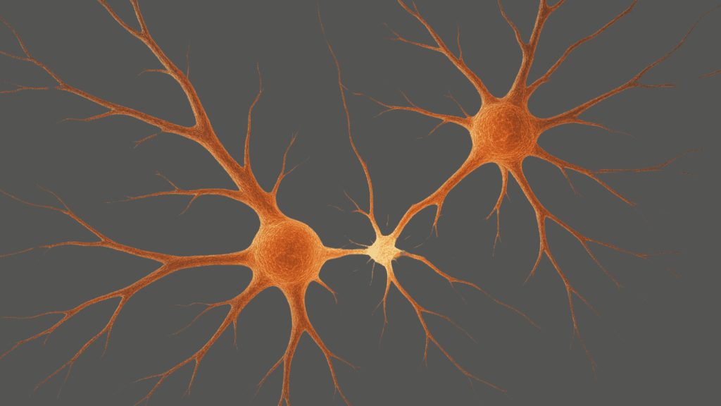 Digital illustration of interconnected neurons representing how ADHD and brain fog impact focus and cognitive processing in the human brain.
