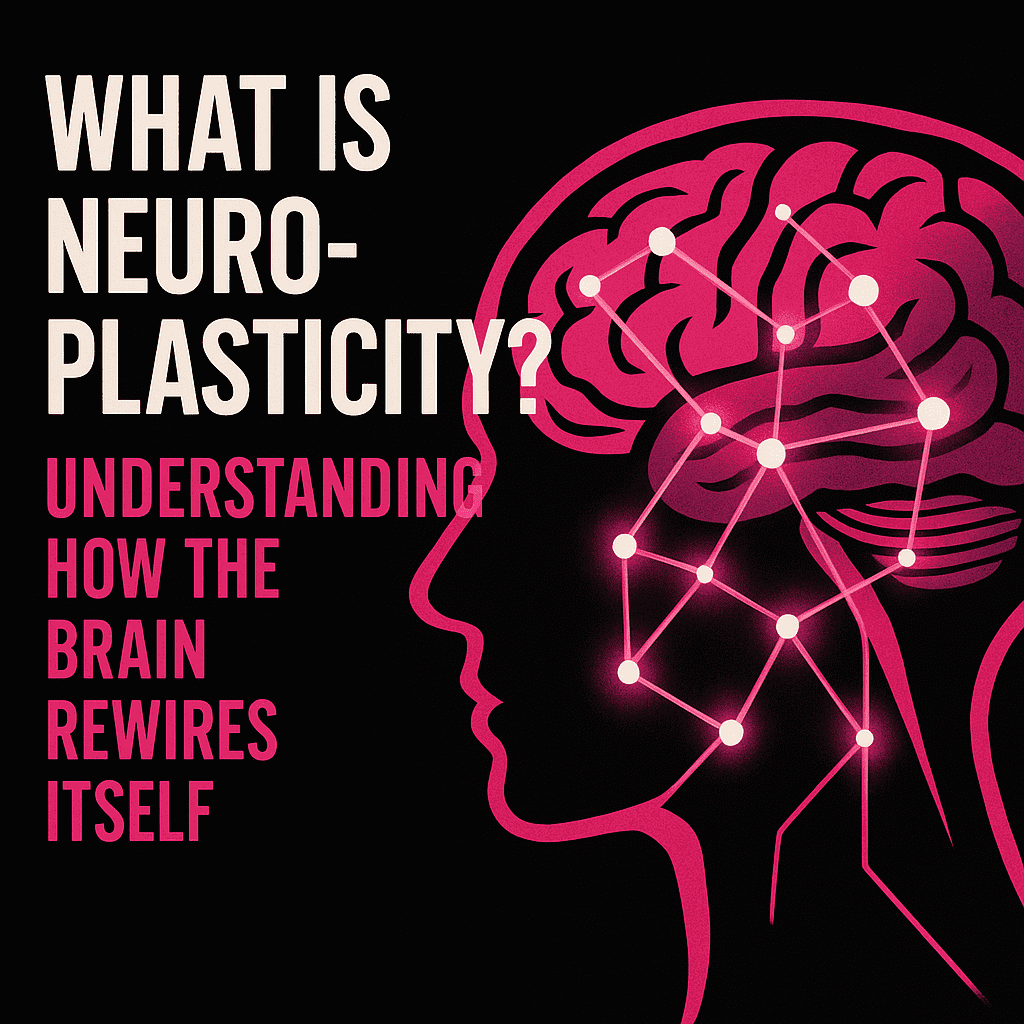 How the Brain Rewires Itself: A Neuroplasticity Blueprint 3 Text overlay reading "What is Neuroplasticity? Understanding how the brain rewires itself" with brain neural network illustration.