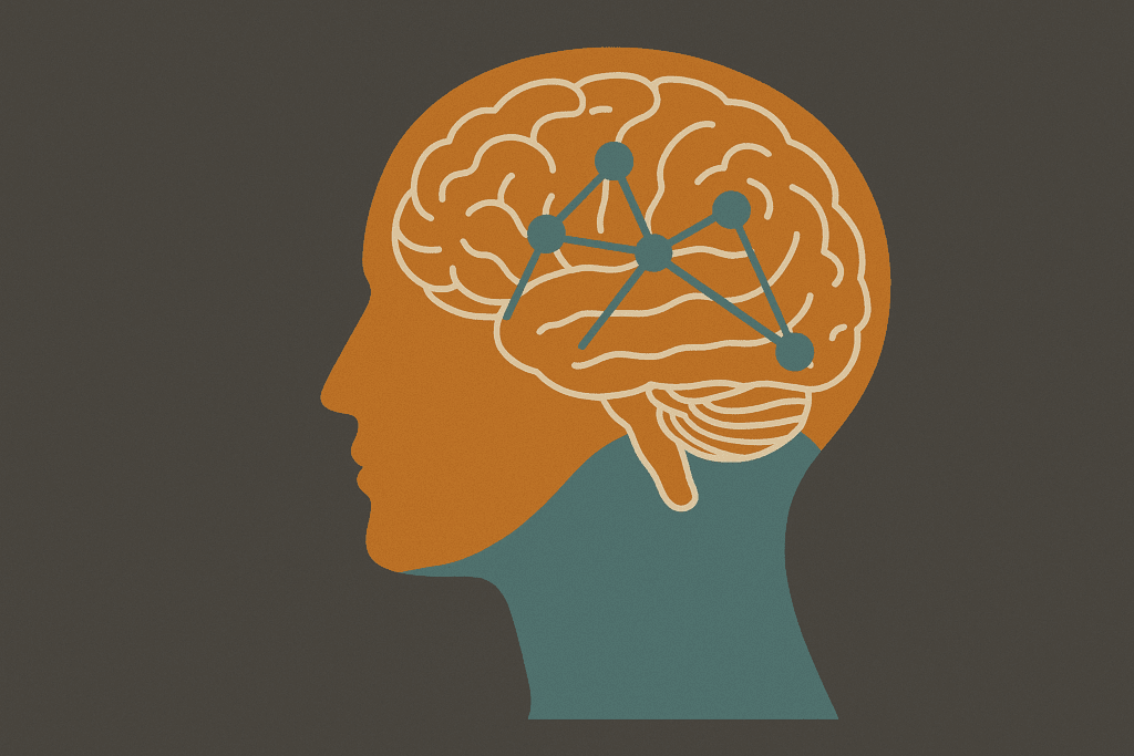 Science Behind Neuroplasticity: Unlocking Your Potential 2 Illustration showing the science behind neuroplasticity with neural pathways and interconnected nodes within the brain structure.
