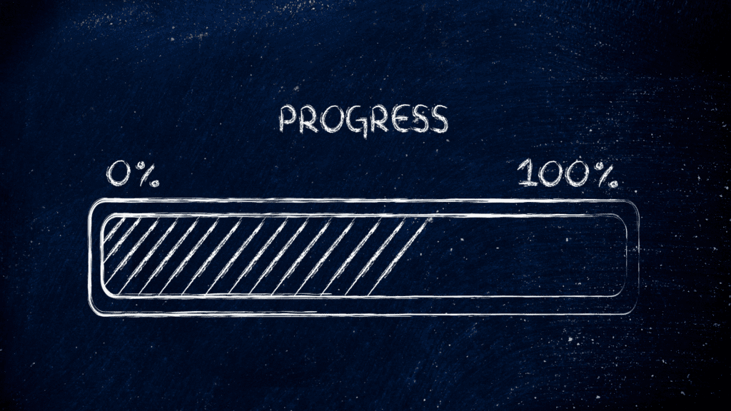 Progress bar at 100%, symbolizing successful dopamine detox completion through consistent, neuroscience-based approaches to brain reset.

