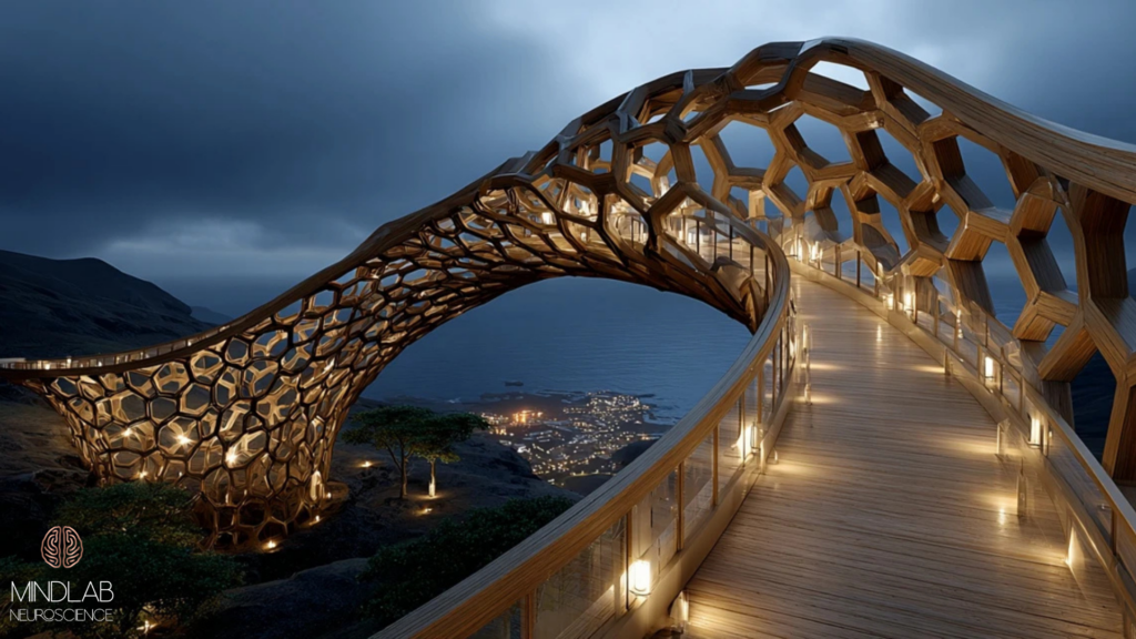 Dopamine Anchoring: The Neuroscience-Based Way to Make Hard Things Feel Easier 3 Gold high-tech bridge spanning a dark chasm connecting effort to reward as a visual metaphor for dopamine anchoring.