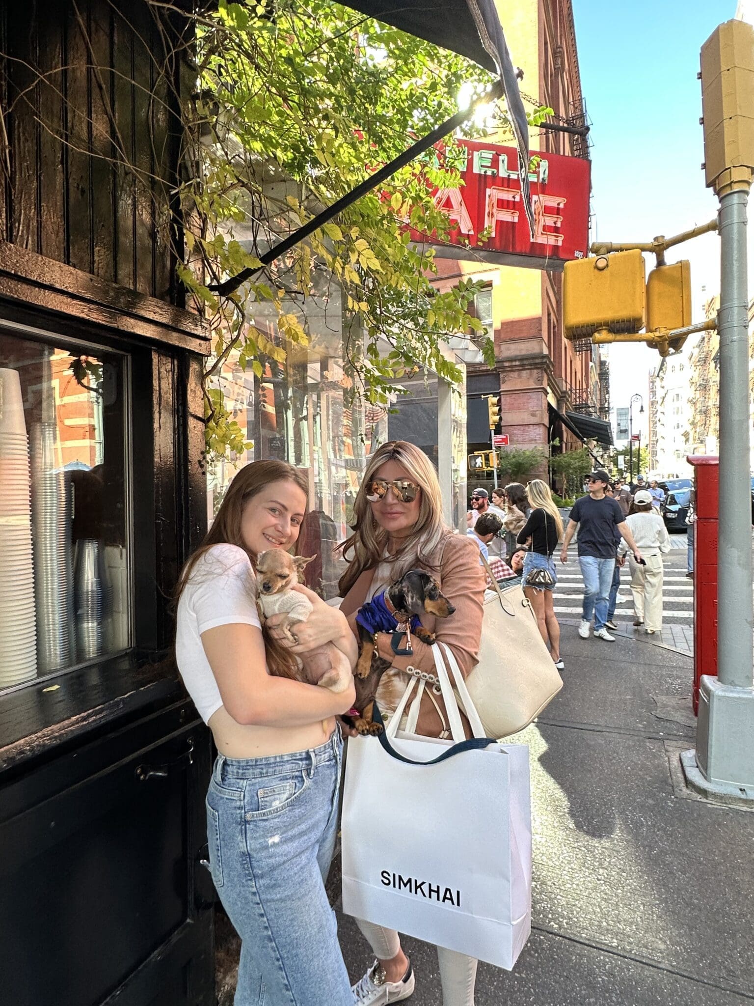 Dr. Sydney Ceruto 26 Dr. Sydney Ceruto shopping in SoHo NYC with friend and dogs showing urban lifestyle