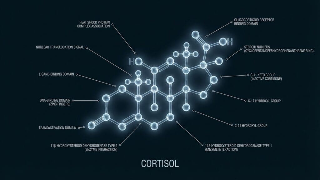Biological illustration of Cortisol secretion visualizing the hypothalamic-pituitary-adrenal axis.