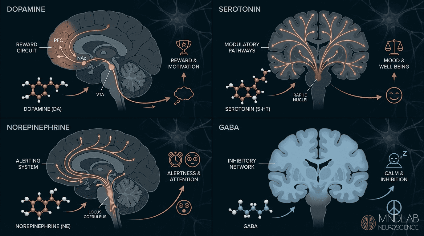 Infographic — four-chemical regulation system for amygdala activity