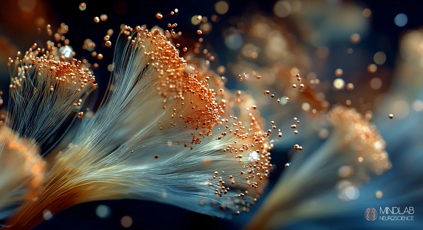 Nutrient particles flowing through vessels into neural growth chamber feeding new steel-blue cells. Dr. Sydney Ceruto, MindLab Neuroscience.