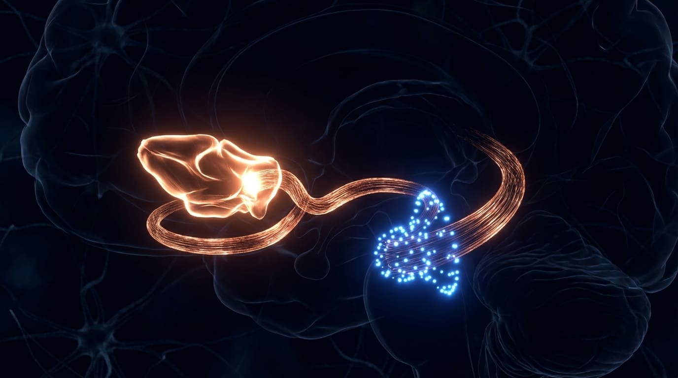 Copper nucleus accumbens with intensely activated dopamine pathway and blue novelty signal